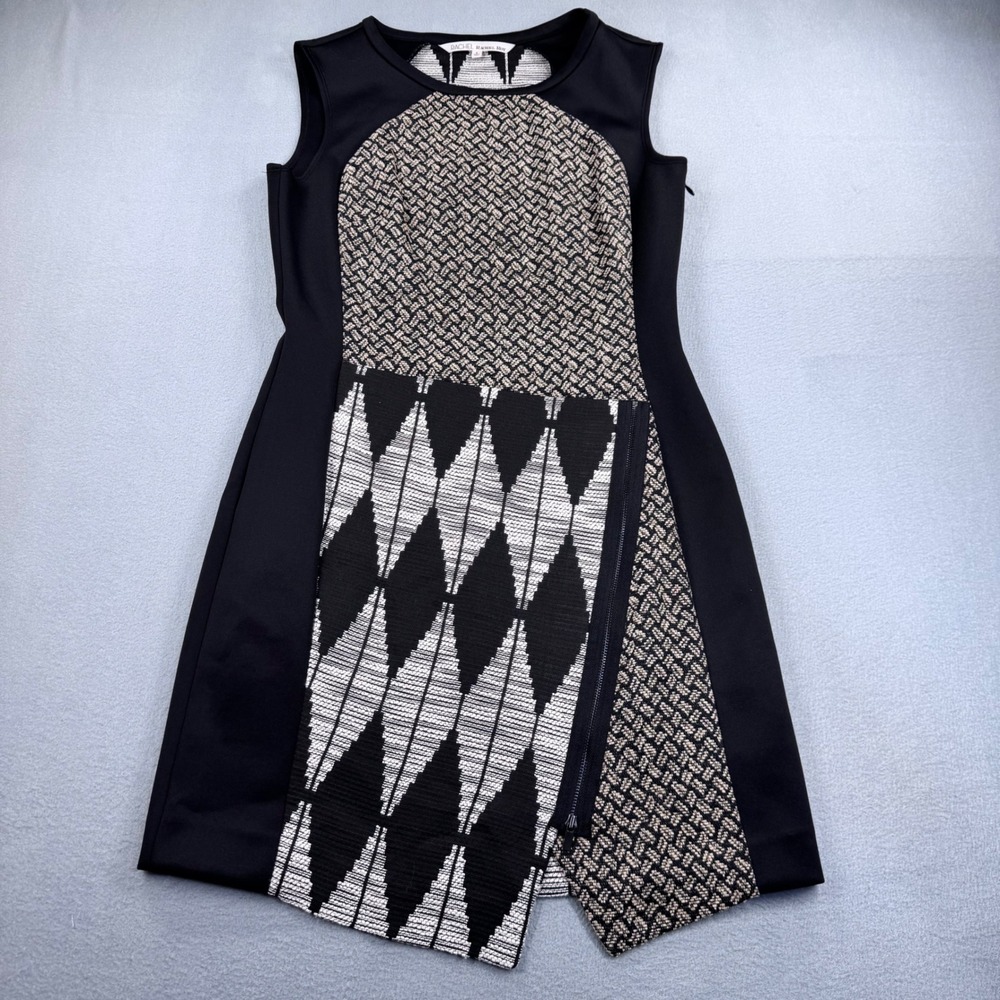 Rachel Rachel Roy Mixed Pattern Sleeveless Sheath Dress Black White Size 8
